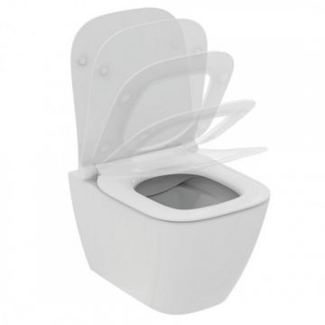 Set vas WC Ideal Standard I.Life S RimLS+ suspendat cu capac slim soft-close - Montaj suspendat